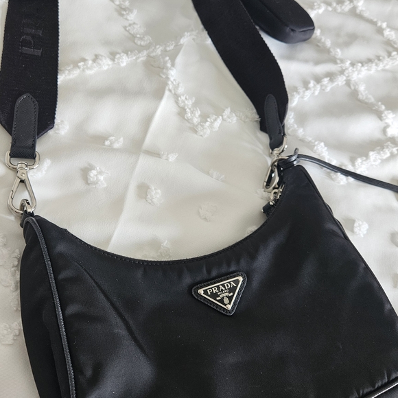 Prada Black Nylon Shoulder Bag with Adjustable Strap - Picture 5 of 12